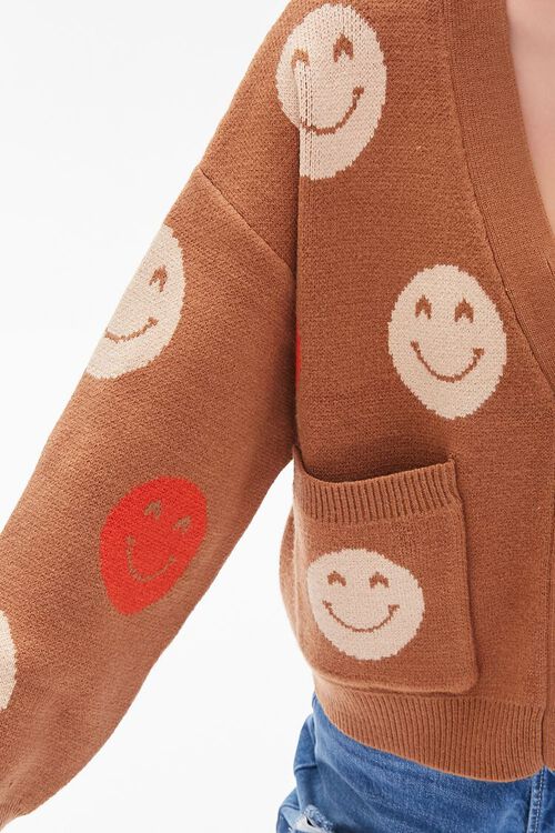 BROWN/MULTI Happy Face Cardigan Sweater, image 5