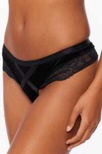 BLACK Velvet Lace-Trim Panties, image 3