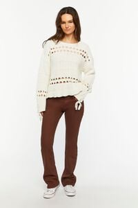 CREAM Pointelle Lace-Up Cutout Sweater, image 4