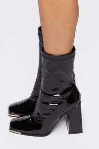 BLACK Faux Patent Leather Booties, image 2