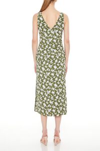 OLIVE/MULTI Floral Print Bow Slit Midi Dress, image 3