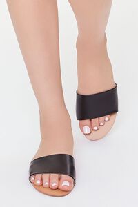 BLACK Faux Leather Slip-On Sandals, image 4