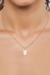 GOLD/CLEAR Rectangular Pendant Chain Necklace, image 1
