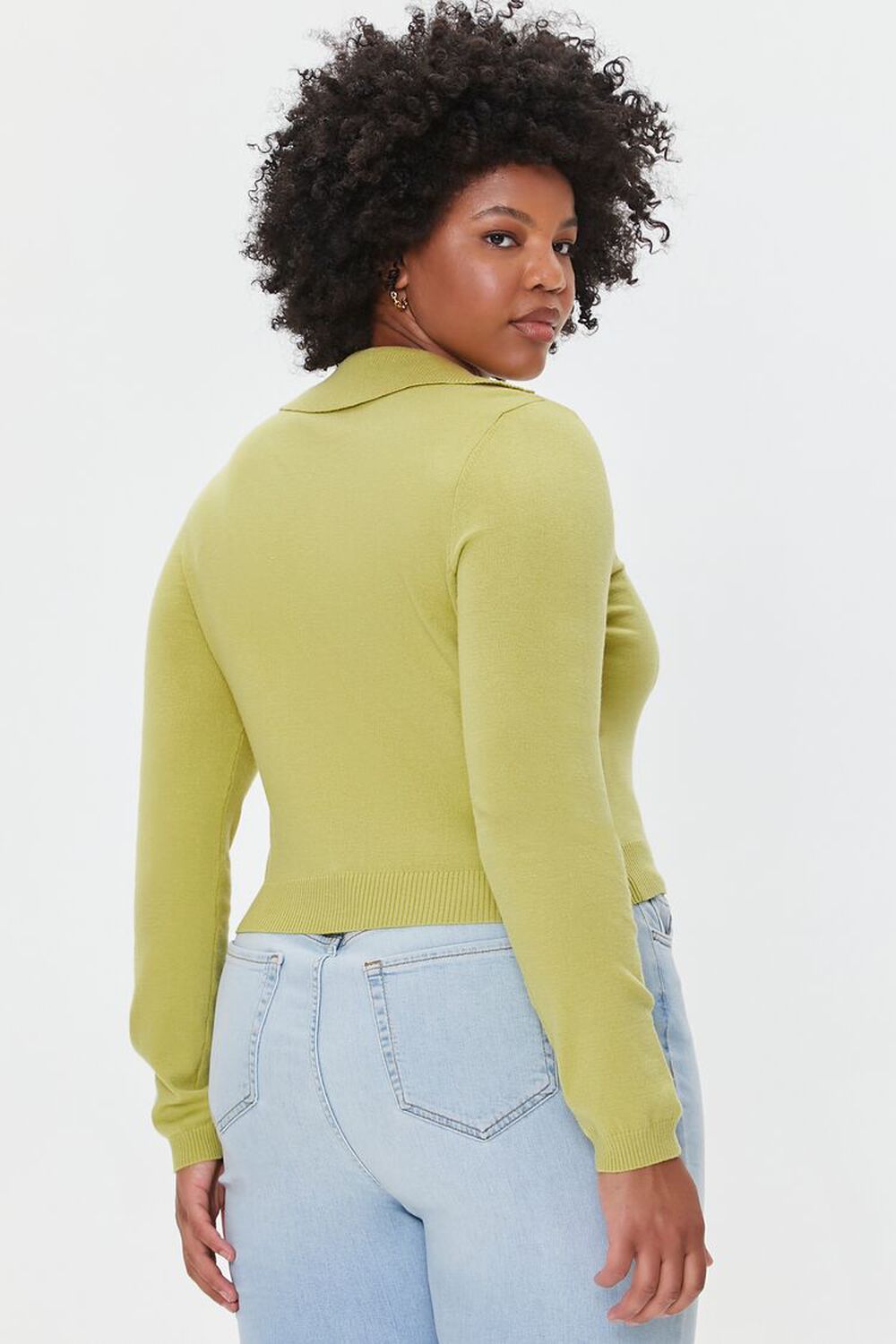 Plus Size Split-Neck Fitted Sweater