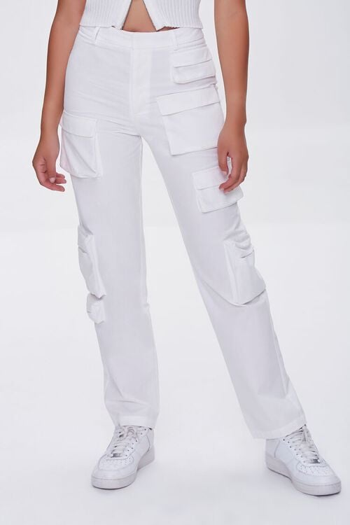 WHITE High-Rise Cargo Pants, image 2