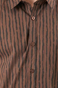 LATTE/BLACK Striped Curved-Hem Shirt, image 5