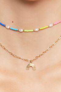 GOLD/MULTI Rainbow Charm Necklace Set, image 2