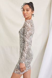 OLIVE/MULTI Mesh Marble Print Mini Dress, image 2