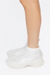 WHITE Slip-On Rhinestone Sneakers, image 2