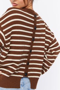 BROWN/WHITE Striped Button-Back Sweater, image 5