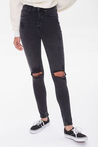 WASHED BLACK Distressed Skinny Jeans, image 2