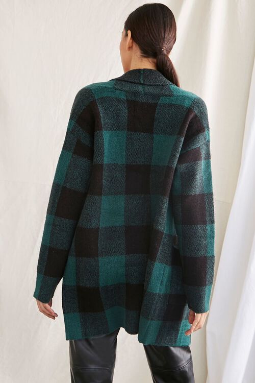 HUNTER GREEN/BLACK Buffalo Plaid Cardigan Sweater, image 3