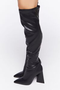 BLACK Faux Leather Over-the-Knee Boots, image 2
