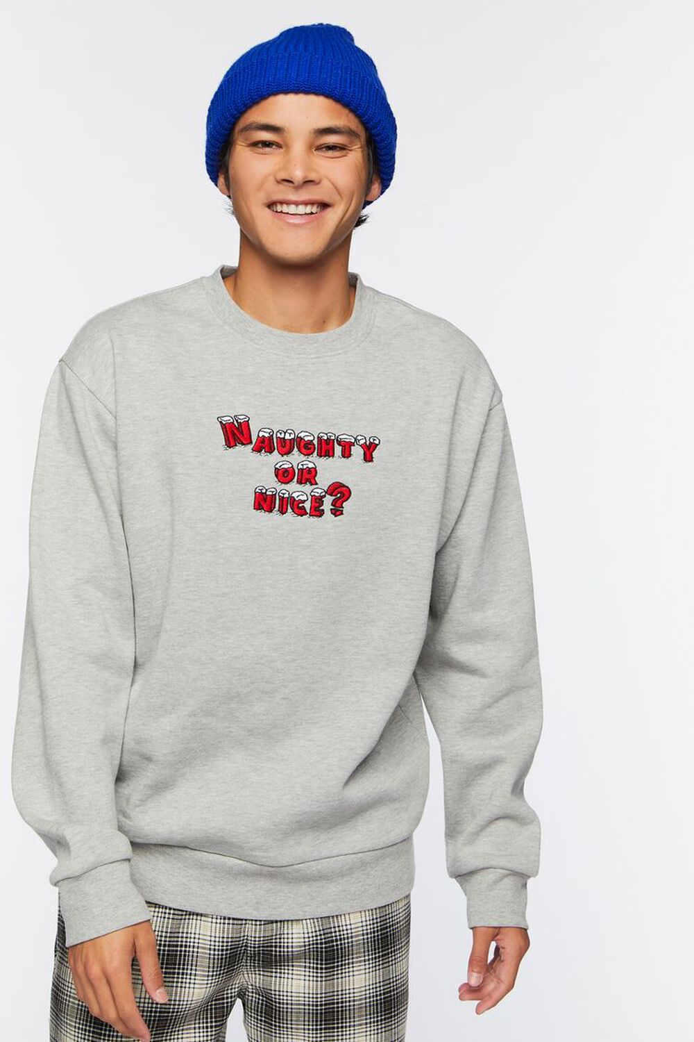 HEATHER GREY/MULTI Naughty Or Nice Graphic Pullover, image 1