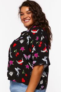 Plus Size Floral Butterfly Print Shirt, image 2