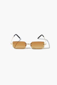 GOLD/BROWN Rimless Rectangular Sunglasses, image 1