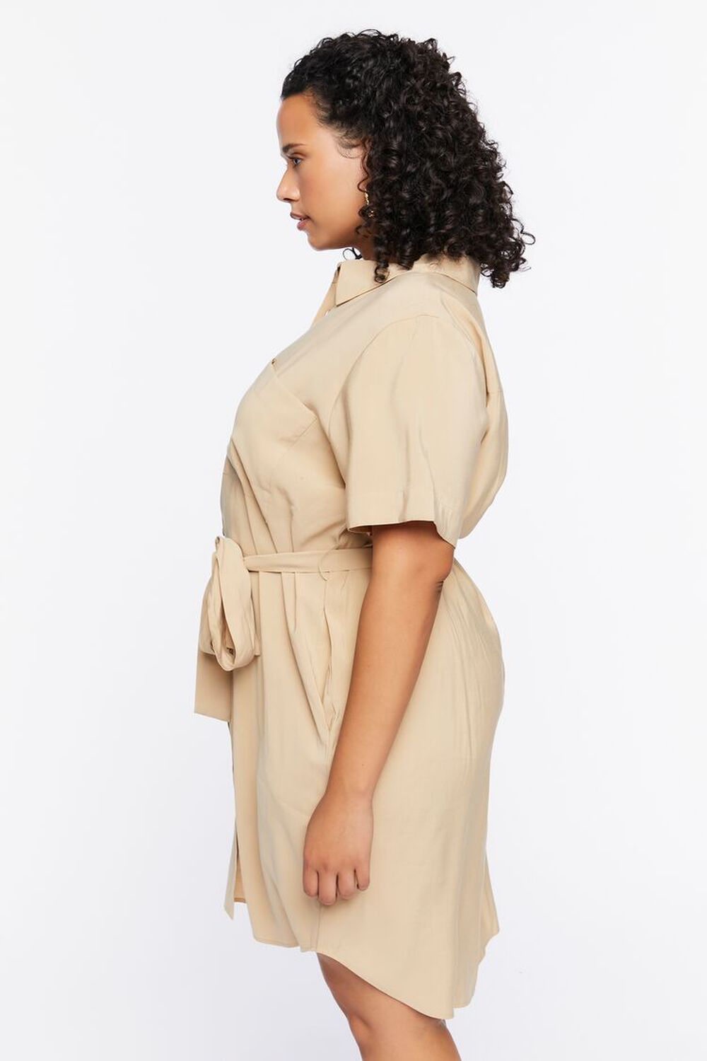SAFARI Plus Size Belted Mini Shirt Dress, image 2