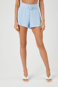 BLUE Belted High-Rise Shorts, image 2