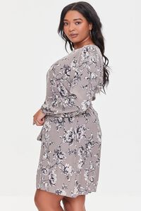 BROWN/MULTI Plus Size Floral Mini Dress, image 2