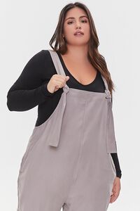 TAUPE Plus Size Twill Overalls, image 4
