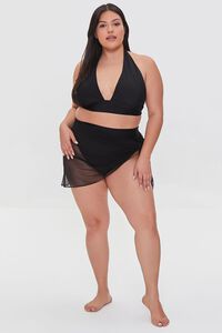 BLACK Plus Size Mesh Swim Cover-Up Sarong, image 5