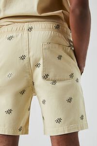 KHAKI/BLACK Embroidered Sun Drawstring Shorts, image 6