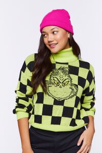 GREEN/MULTI Grinch Graphic Turtleneck Sweater, image 1