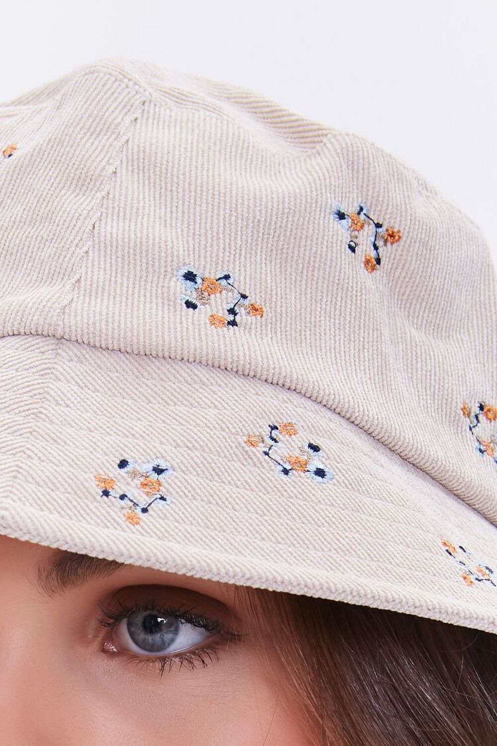 Embroidered Floral Corduroy Bucket Hat, image 2