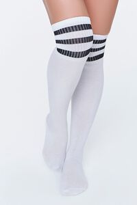 WHITE/BLACK Striped Over-the-Knee Socks, image 4