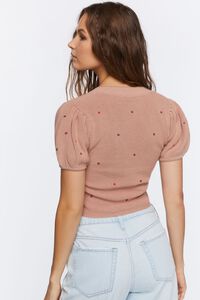 BLUSH/ROSE Sweater-Knit Floral Embroidered Top, image 3