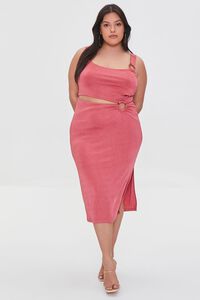 ROSE PETAL Plus Size Cutout O-Ring Dress, image 1