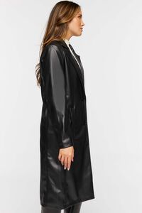 BLACK Faux Leather Trench Coat, image 2