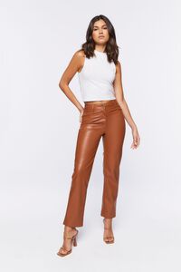 BROWN Faux Leather High-Rise Pants, image 1