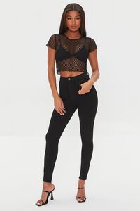 BLACK Sheer Mesh Netted Cropped Tee, image 4