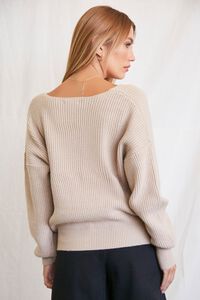 TAUPE Ribbed Drop-Sleeve Sweater, image 3