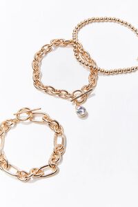 GOLD Faux Gem Chain Bracelet Set, image 2