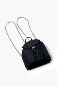 BLACK Drawstring Flap-Top Backpack, image 4