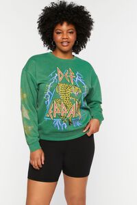GREEN/MULTI Plus Size Def Leppard Graphic Pullover, image 1