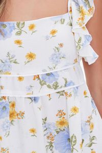 CREAM/BLUE Floral Print Mini Dress, image 5