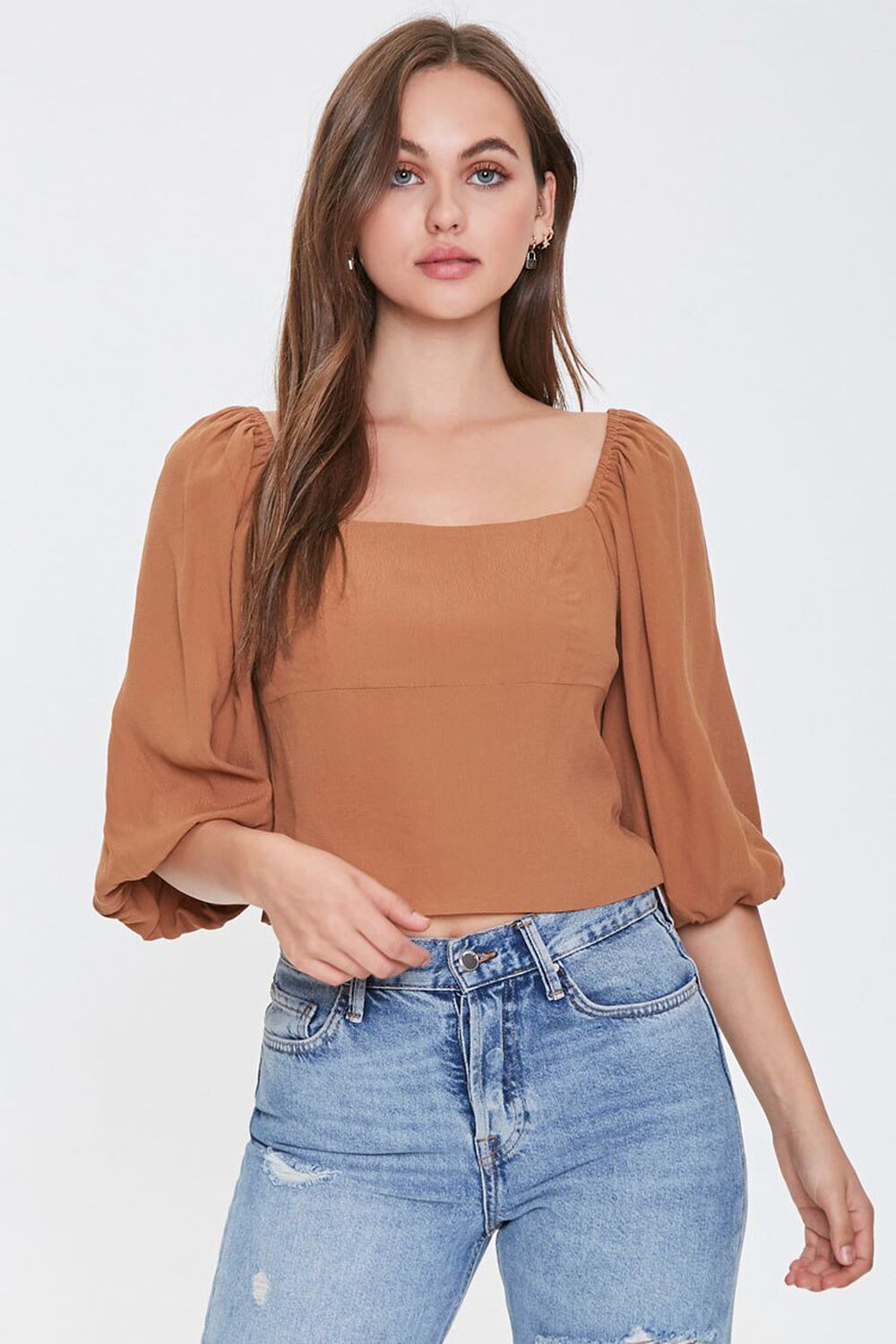 COCOA Lace-Back Peasant Top, image 1