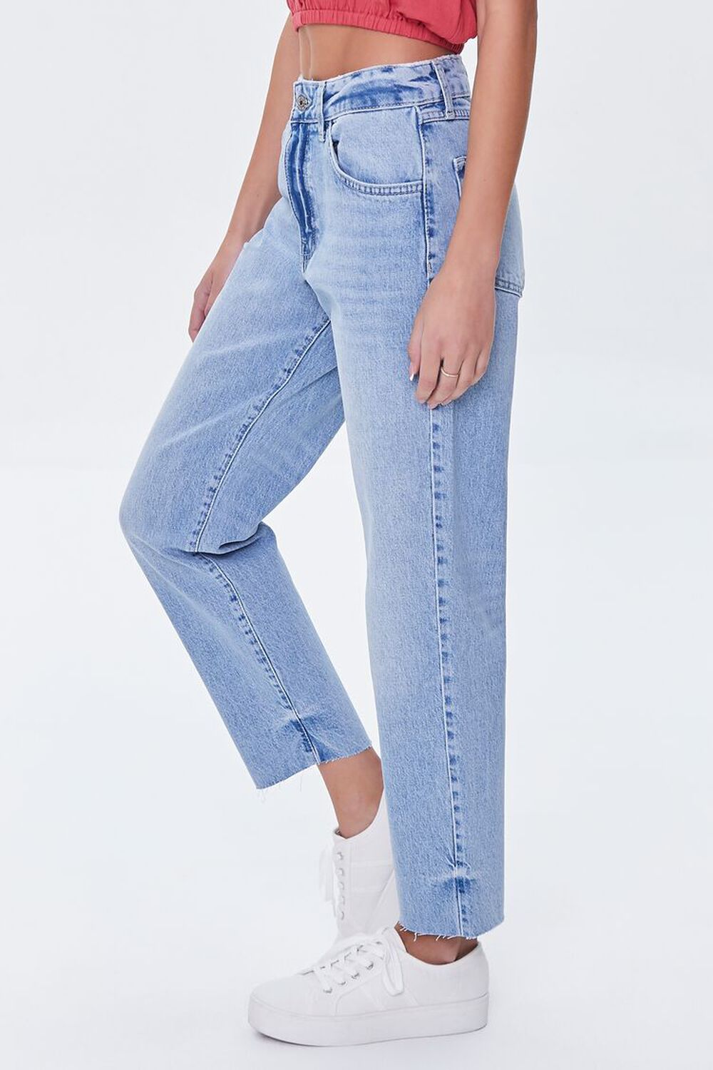 Recycled Cotton Raw-Cut Mom Jeans