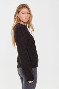 BLACK Cable Knit Drop-Sleeve Sweater, image 2