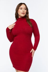 RED Plus Size Mock Neck Bodycon Dress, image 4