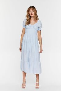 BLUE Puff-Sleeve Tiered Midi Dress, image 4