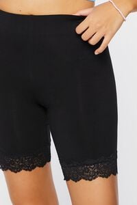 BLACK Lace-Trim Biker Shorts, image 6