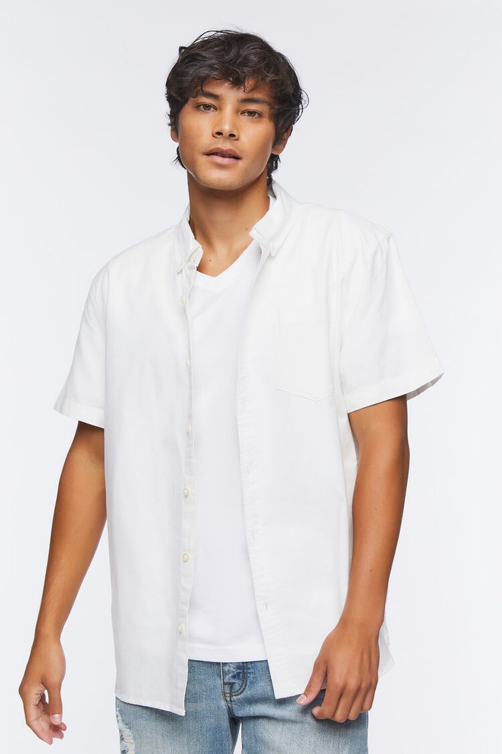 WHITE Cotton Pocket Shirt, image 1