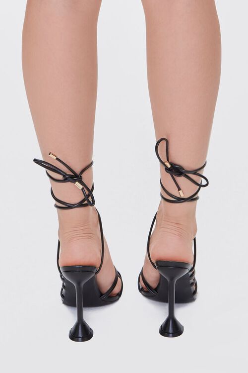 BLACK Wraparound Square-Toe Heels, image 3
