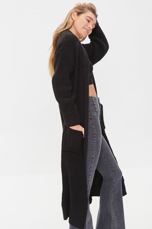 BLACK Longline Cardigan Sweater, image 2
