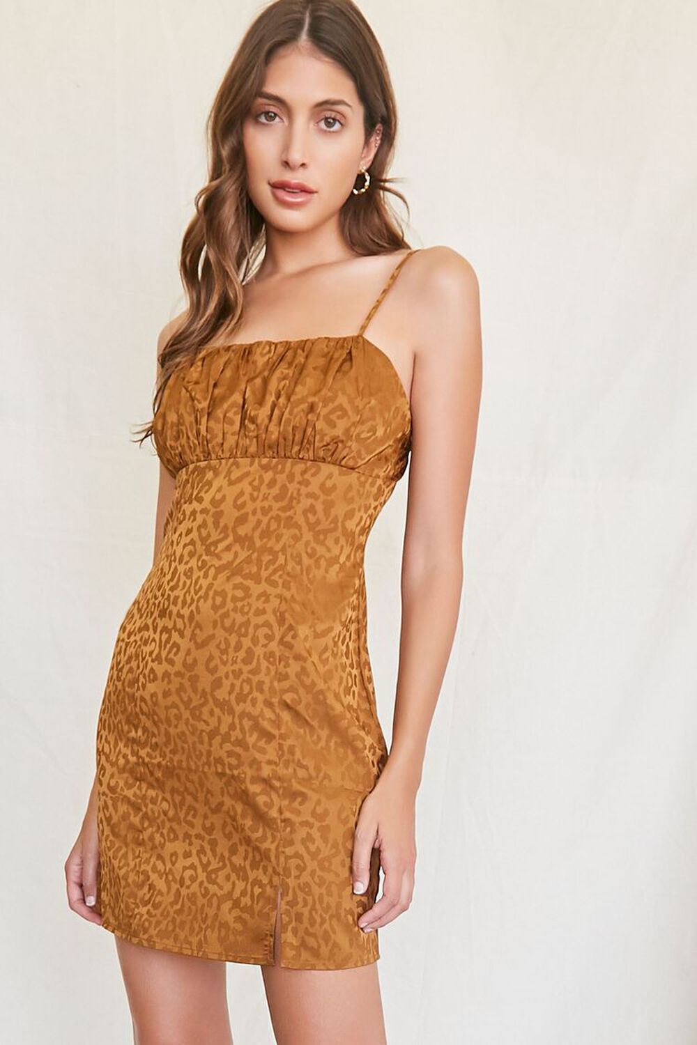 BROWN Leopard Print Mini Dress, image 1