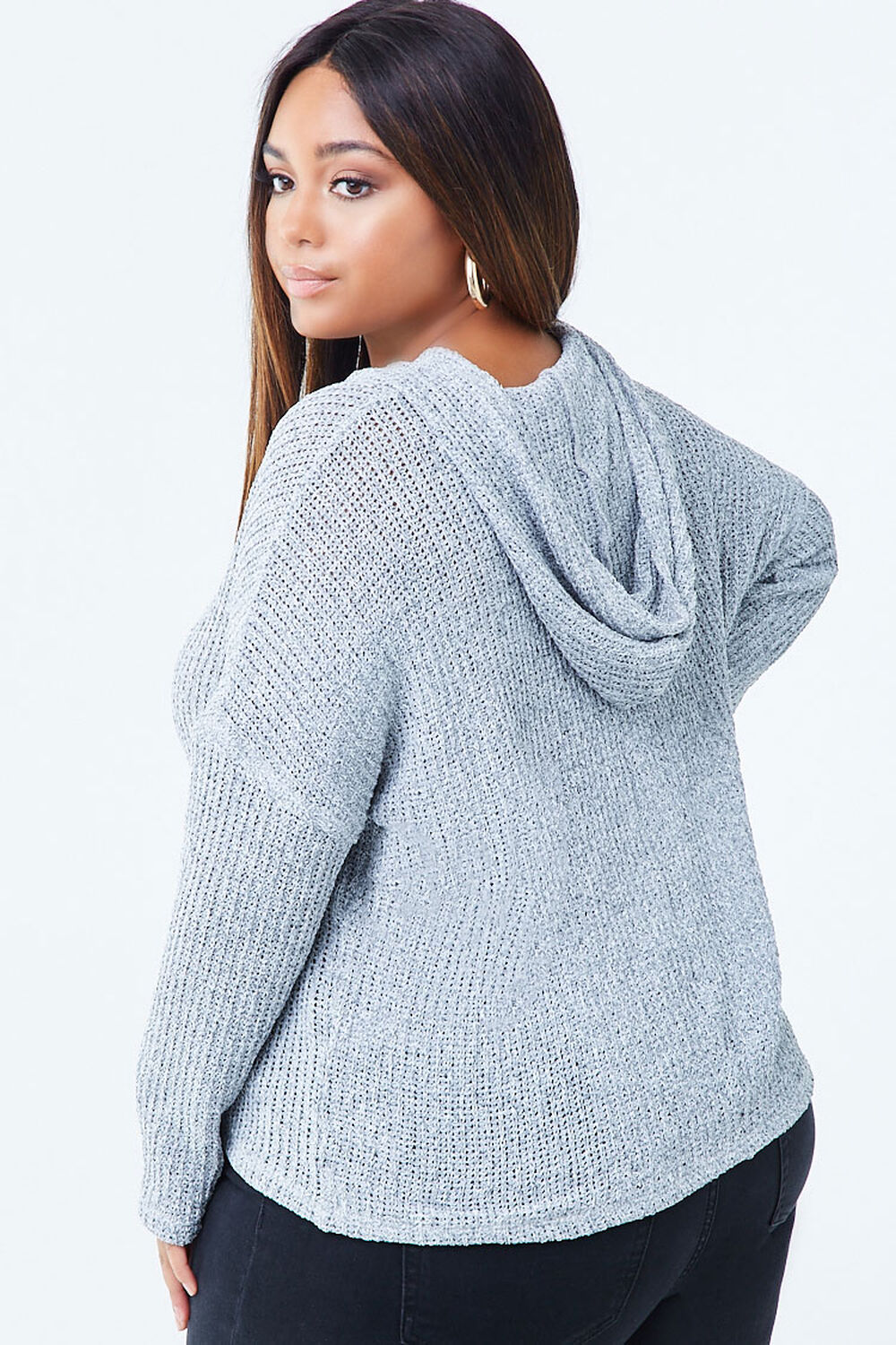 Plus Size Hooded Marled Top, image 2